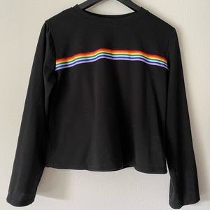 Black long sleeve shirt with rainbow stripe